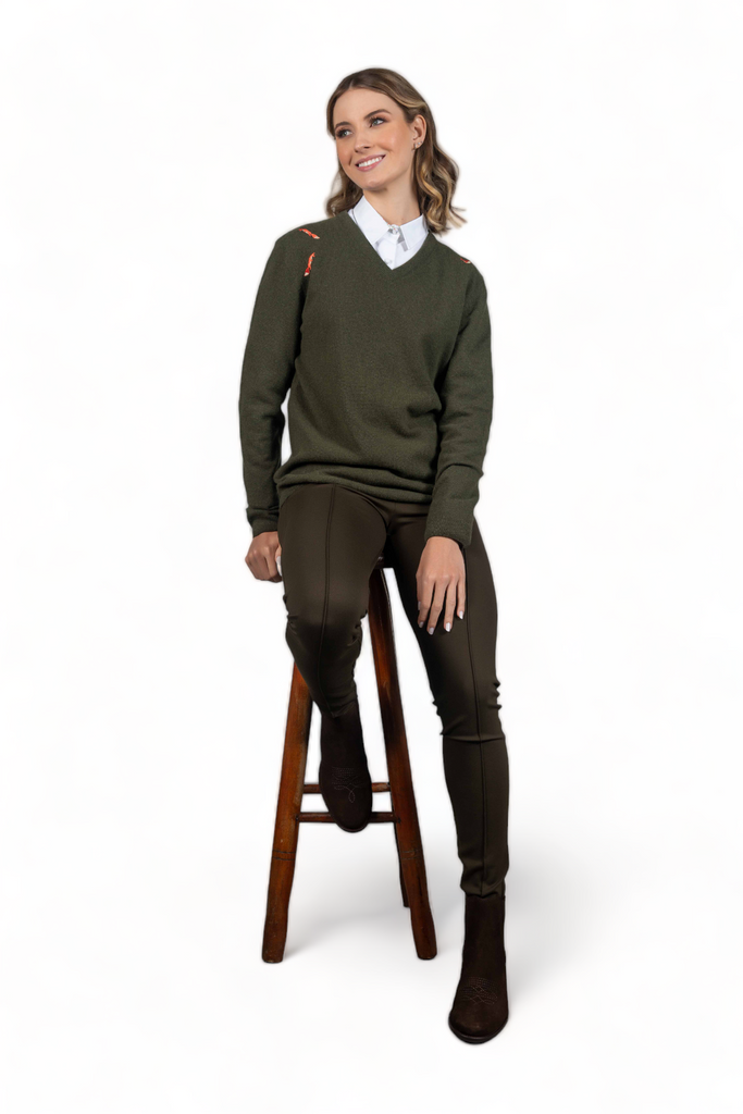 Fox V-Neck Sweater - Olive - Hound & Hare