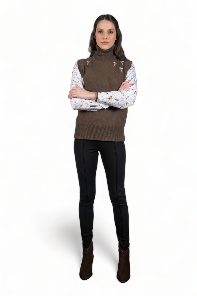 Pheasant Sleeveless Sweater - Taupe - Hound & Hare