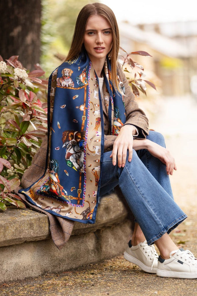 Clare Haggas It's a Dog's Life - Navy & Fawn - Hound & Hare