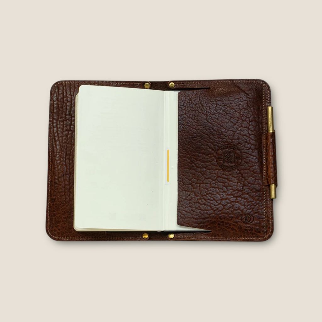 Cognac Bison Executive Notebook - Kingfisher Leatherworks