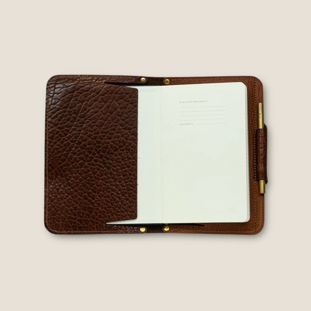Cognac Bison Executive Notebook - Kingfisher Leatherworks
