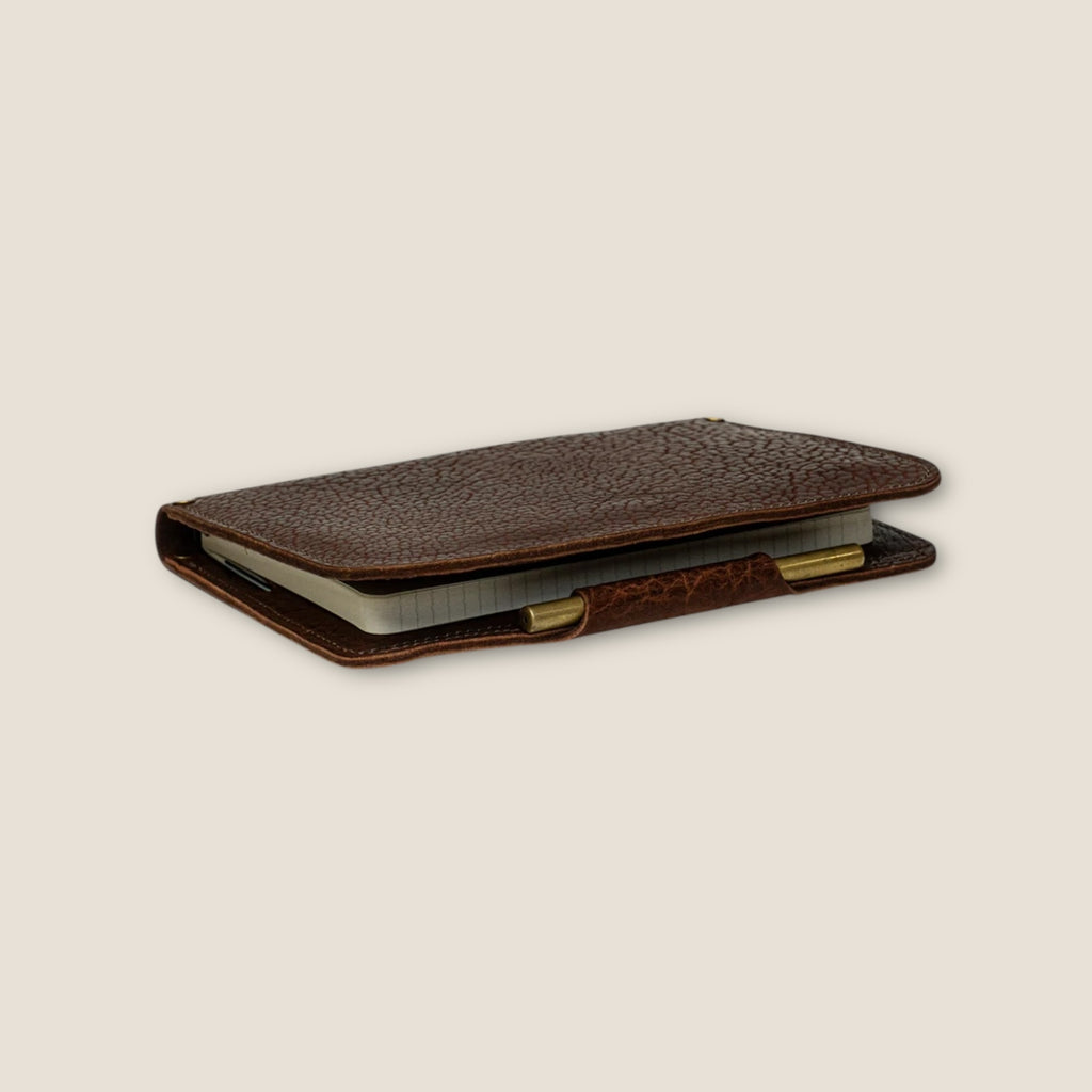 Cognac Bison Executive Notebook - Kingfisher Leatherworks
