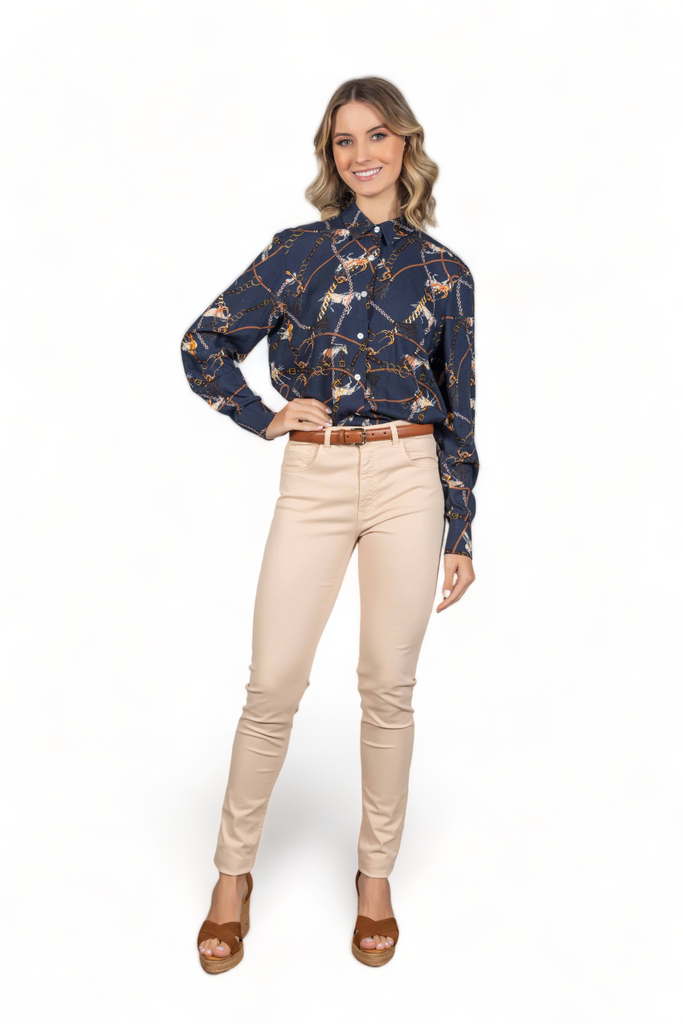 Navy Horse Chains Luxury Shirt - Hound & Hare