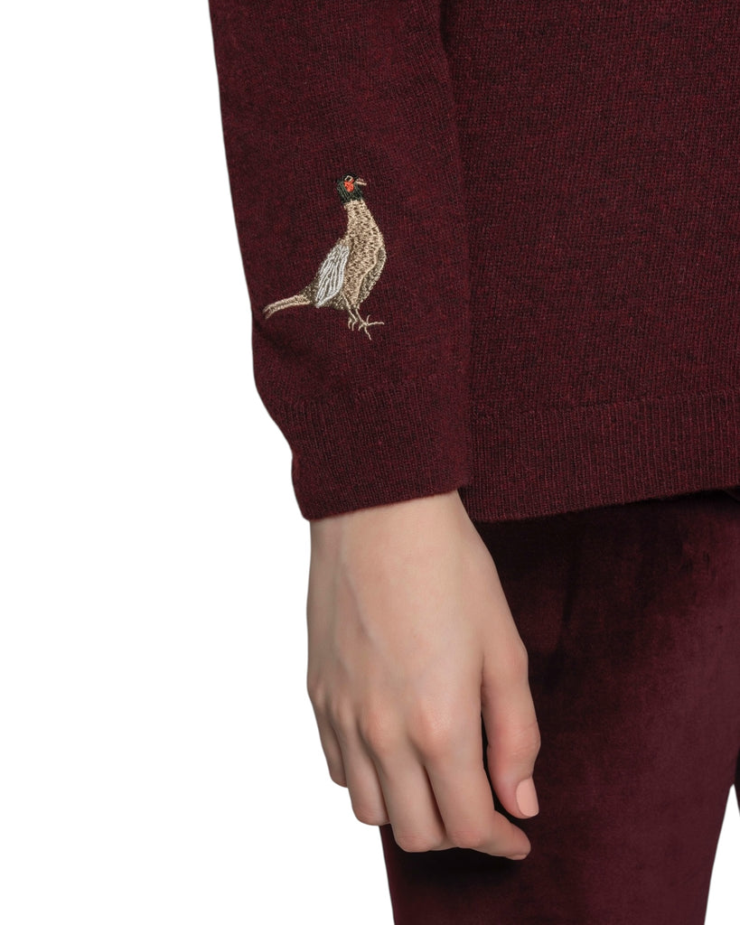 New Pheasants Roll Neck Sweater - Burgundy - Hound & Hare