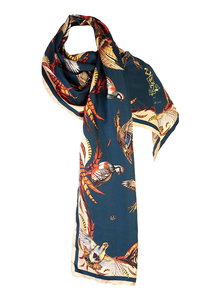 Clare Haggas Classic Best in Show Anniversary Silk Scarf - Petrol - Hound & Hare