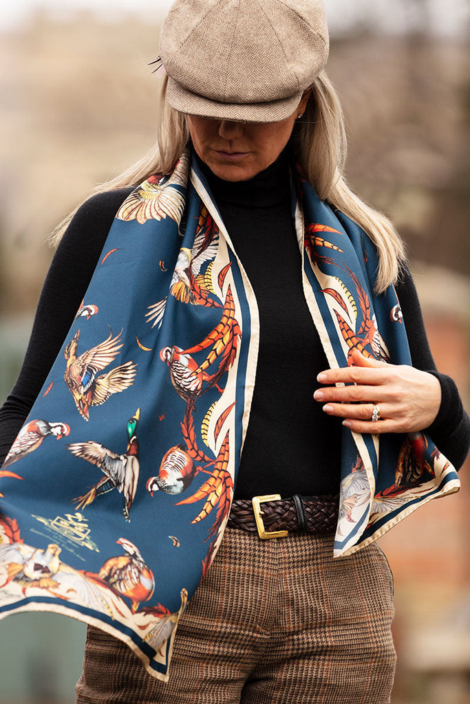 Clare Haggas Classic Best in Show Anniversary Silk Scarf - Petrol - Hound & Hare