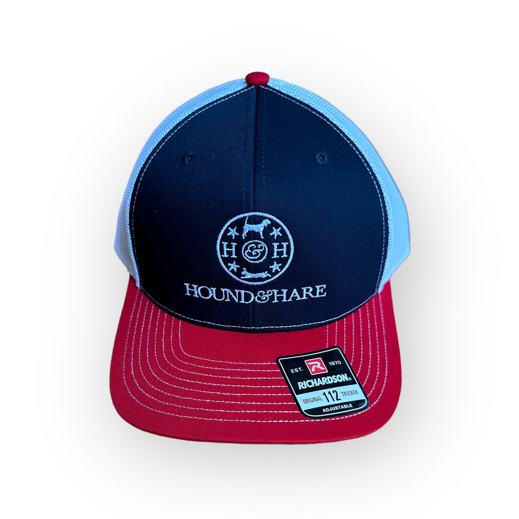 Hound & Hare Trucker Cap - Navy/Red/White Mesh - Hound & Hare