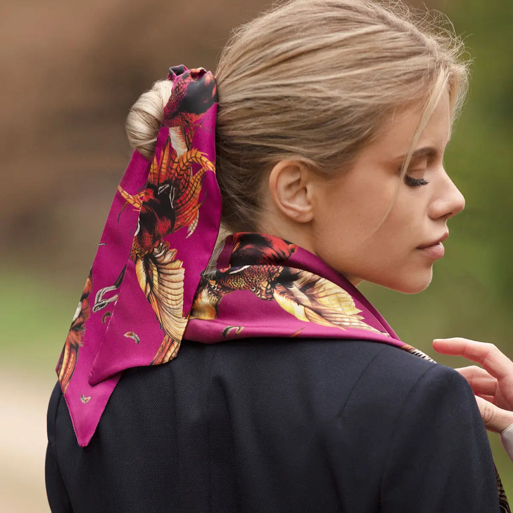 Clare Haggas Classic Best in Show Silk Scarf - Magenta/Gold - Hound & Hare