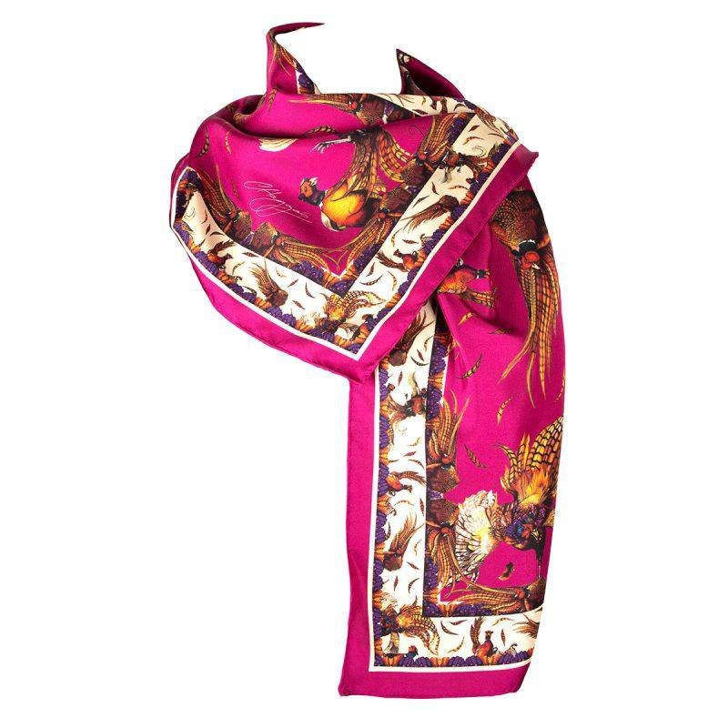 Magenta Clare Haggas Classic Silk Scarf - Hound & Hare