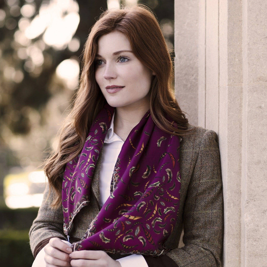 Mulberry Birds of a Feather Clare Haggas Narrow Silk Scarf - Hound & Hare