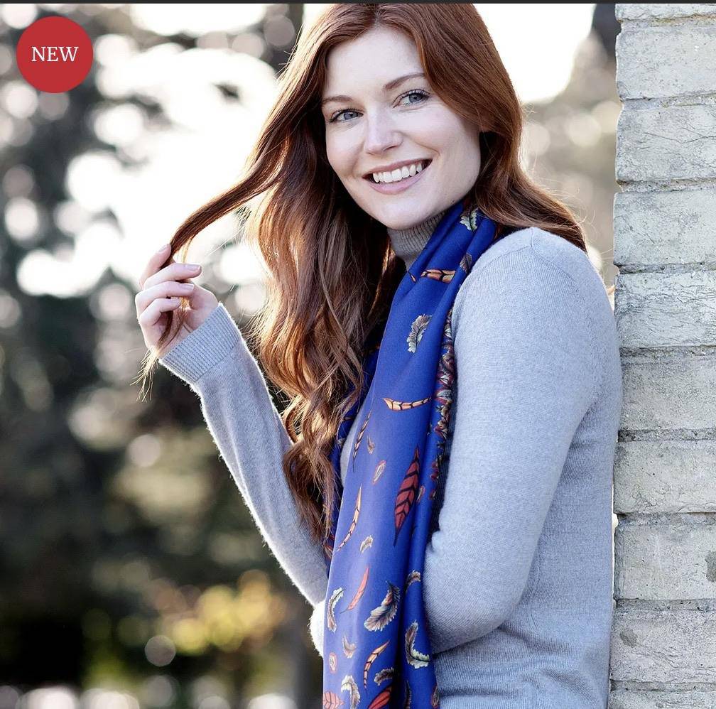 Royal Blue Clare Haggas Classic Birds of a Feather Scarf - Hound & Hare