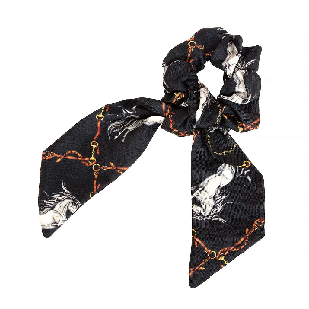 Clare Haggas Hold Your Horses Silk Hair Scrunchie - Liquorish/Gold - Hound & Hare