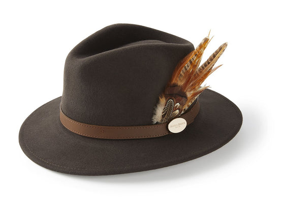 The Sulffolk Fedora (Gamebird Feather) - Dark Brown - Hound & Hare