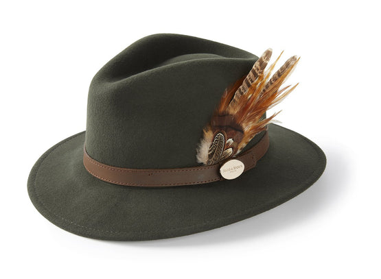 The Sulffolk Fedora (Gamebird Feather) - Olive Green - Hound & Hare