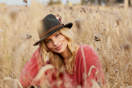 The Sulffolk Fedora (Gamebird Feather) - Olive Green - Hound & Hare