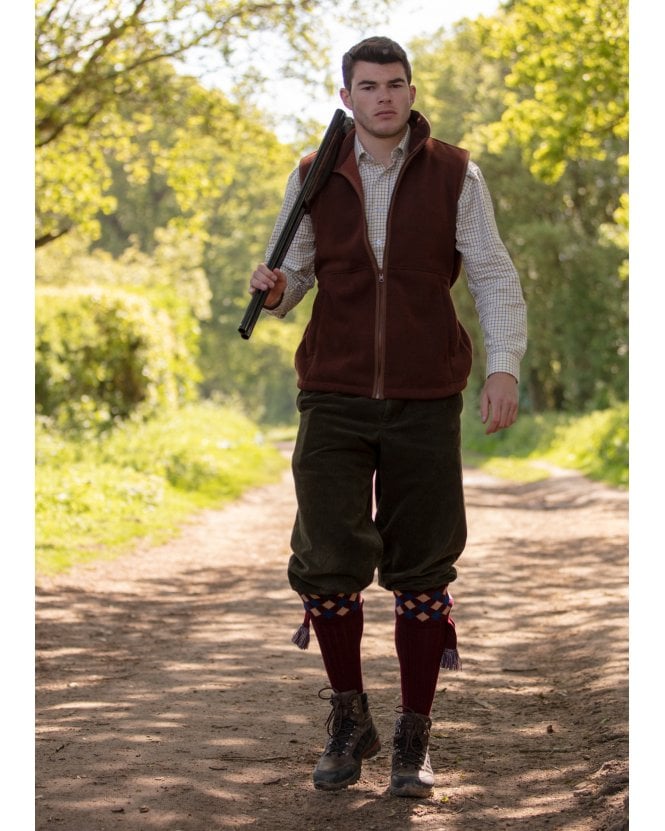 Chequers Shooting Socks with Garter-Burgundy - Hound & Hare