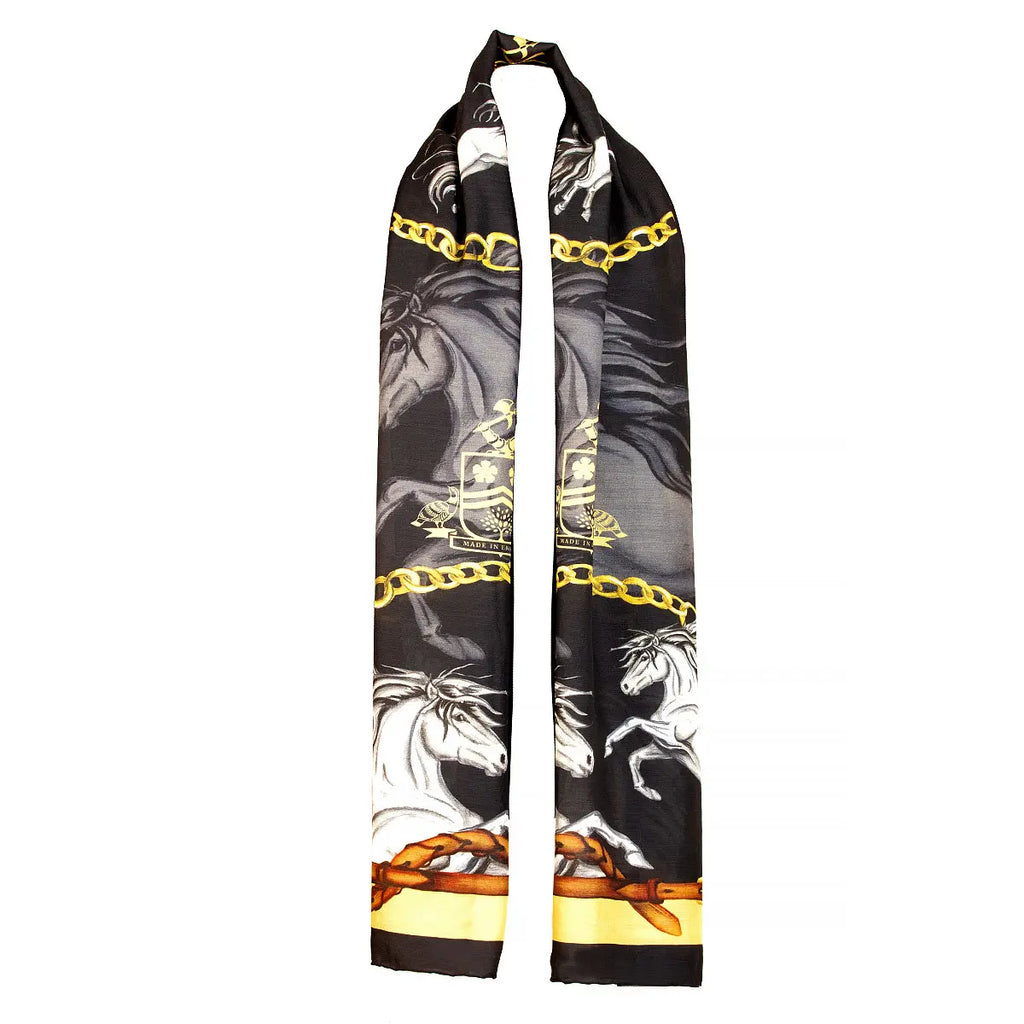 Clare Haggas Hold Your Horses Wool/Silk Wrap - Liquorish/Gold - Hound & Hare