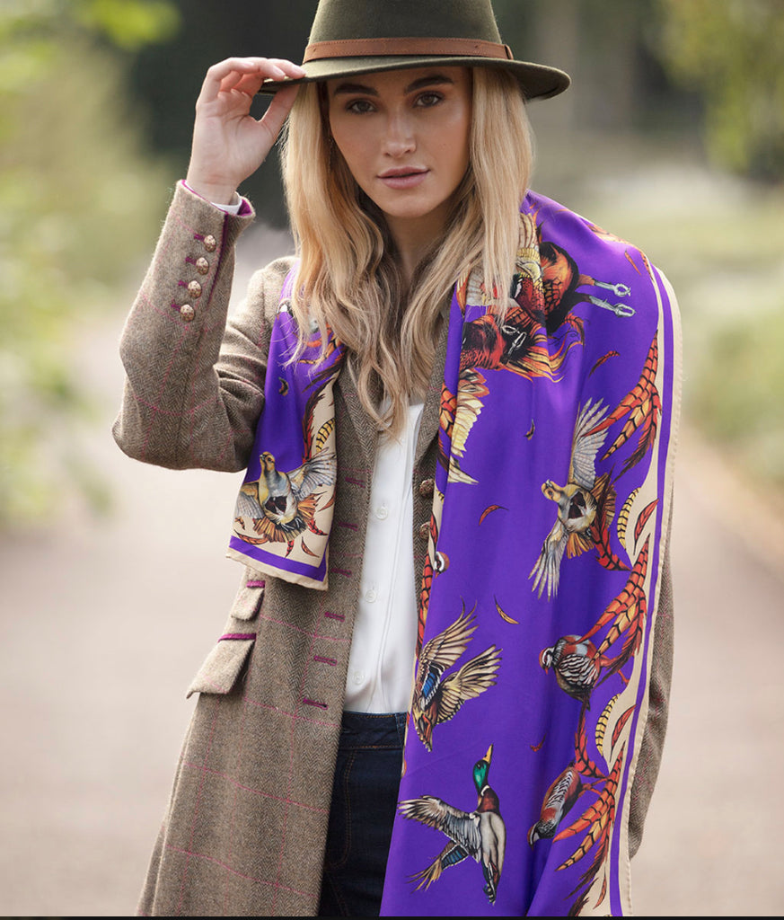 Clare Haggas Classic Best in Show Silk Scarf - Violet - Hound & Hare