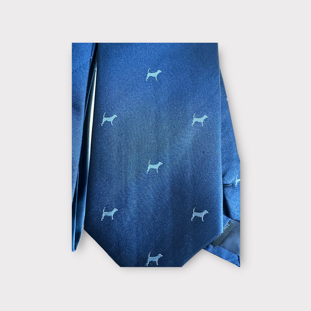 The Hound Silk Necktie - Navy - Hound & Hare