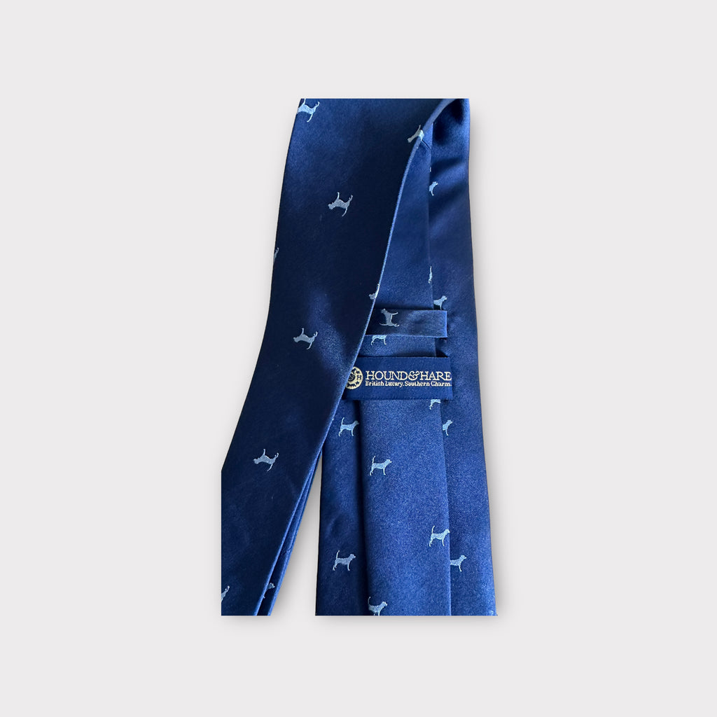 The Hound Silk Necktie - Navy - Hound & Hare