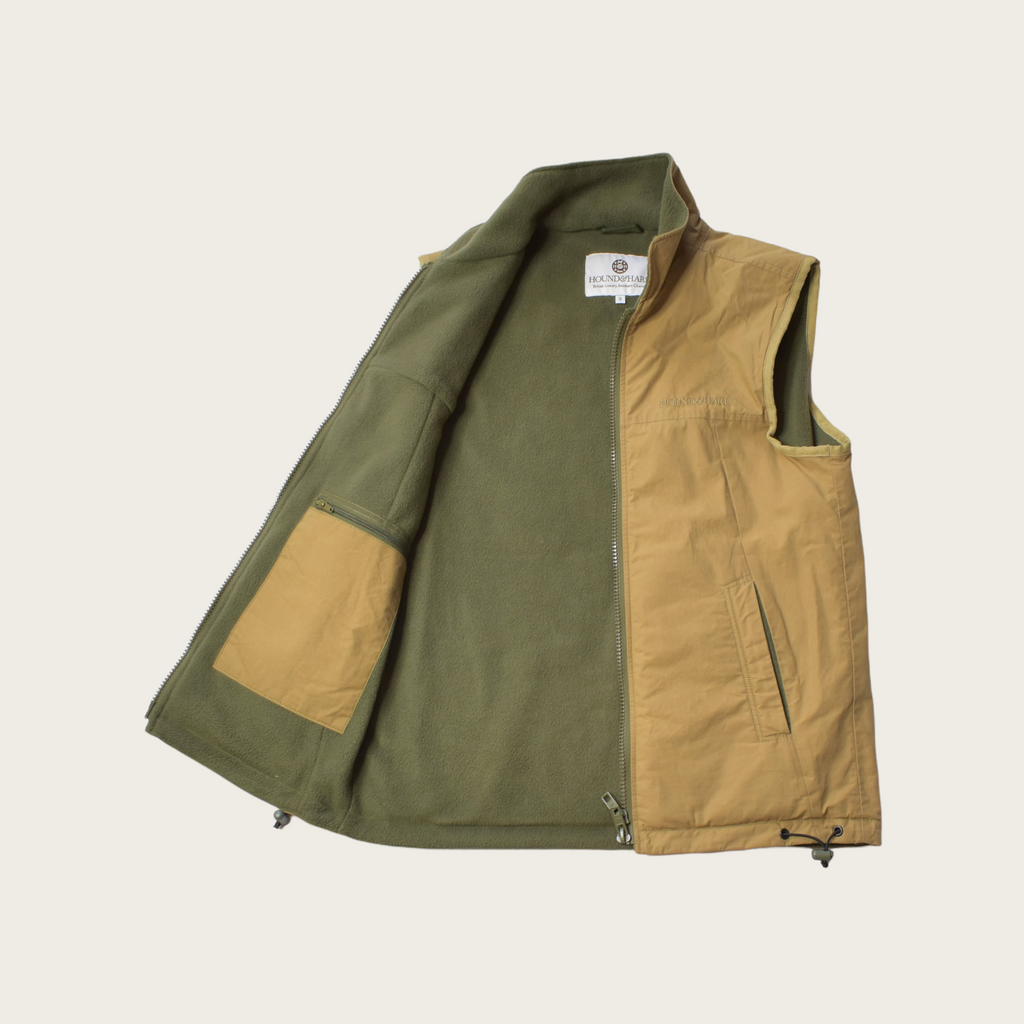 Hound & Hare Men's Douglas Wax Fleece Vest - Khaki - Hound & Hare