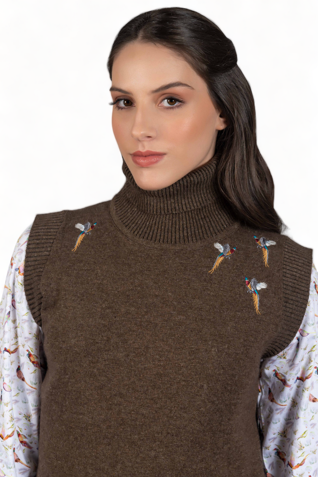 Pheasant Sleeveless Sweater - Taupe - Hound & Hare