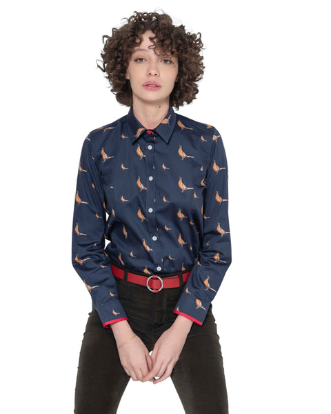 New Pheasants Luxury Cotton Shirt - Navy - Hound & Hare