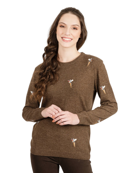 Pheasant Crew Neck Sweater - Taupe - Hound & Hare
