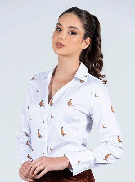 Harper New Pheasant Shirt - White - Hound & Hare