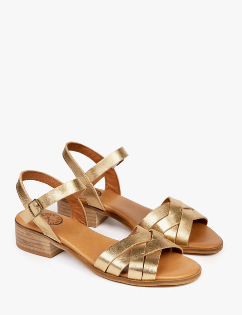 Heeled Sheperdess Leather Sandal (Gold) - Penelope Chilvers - Hound & Hare