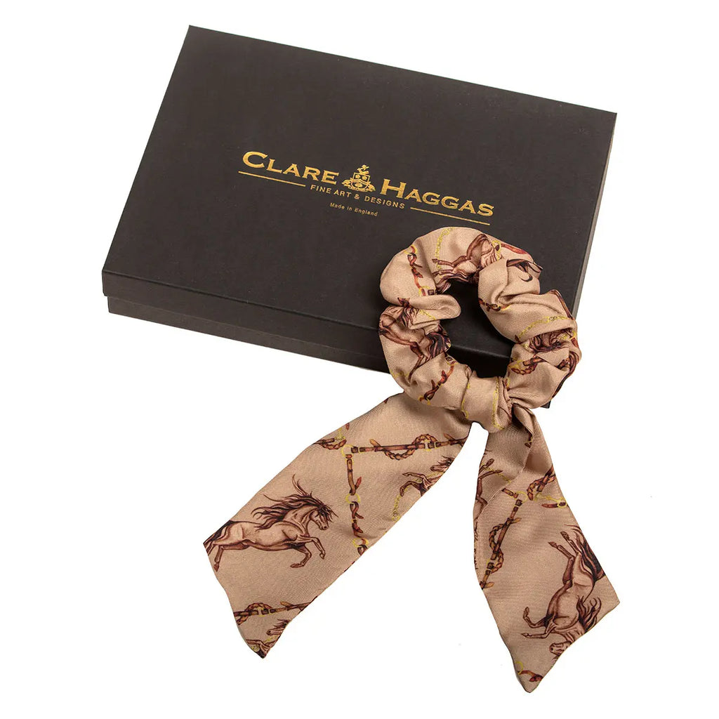 Copy of Clare Haggas Hold Your Horses Silk Hair Scrunchie - Toffee - Hound & Hare