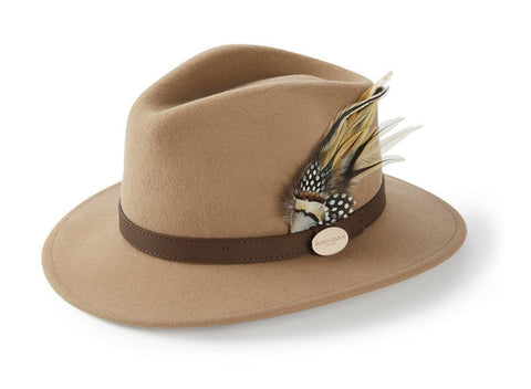 The Sulffolk Fedora (Guinea and Pheasant Feather) - Camel - Hound & Hare