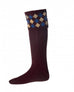 Chequers Shooting Socks with Garter-Burgundy - Hound & Hare