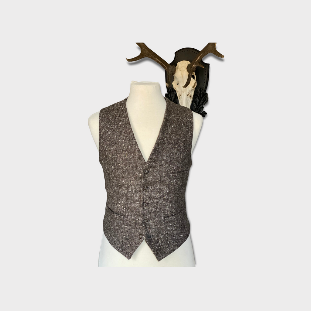 The Dempsey Tweed Waistcoat by Hound & Hare - Fawn Donegal Tweed - Hound & Hare