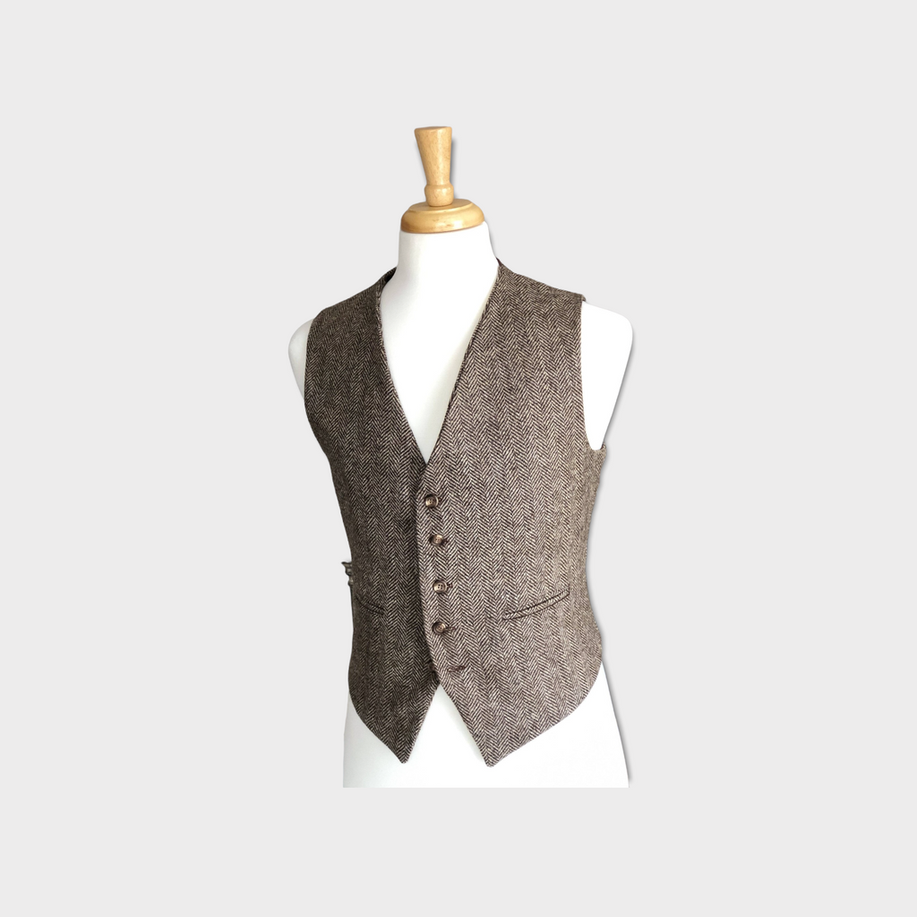 The Dempsey Tweed Waistcoat by Hound & Hare - Brown Herringbone - Hound & Hare